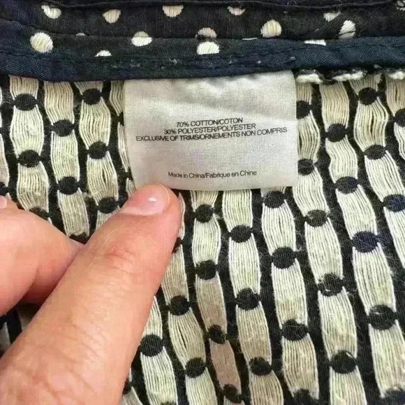 Tory Burch Polka Dot Cropped Pants Cotton Blend Blue White Women Size 8 - Picture 5 of 8